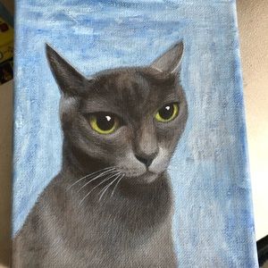 Acrylic Cat Paining 🐈‍⬛ 5” x 7”